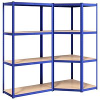 vidaXL Scaffali a 4 Ripiani 2 pz Blu in Acciaio e Legno Multistrato
