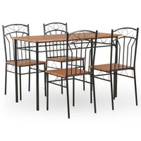 vidaXL Set mobilier de bucătărie, 5 piese, maro, MDF și oțel
