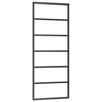 vidaXL Drzwi przesuwne, szkło ESG i aluminium, 76x205 cm, czarne