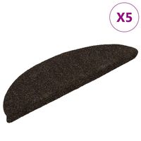 vidaXL Tapetes escada autoadesivos 5 pcs 56x17x3 cm castanho-escuro