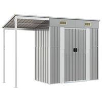 vidaXL világosszürke fészer meghosszabbított tetővel 277x107x181 cm