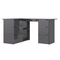 vidaXL Corner Desk High Gloss Grey 145x100x76 cm Engineered Wood