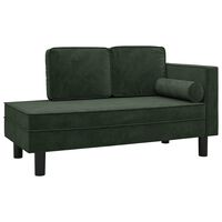 vidaXL Chaise Lounge with Cushions and Bolster Dark Green Velvet
