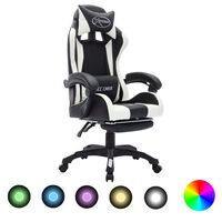 vidaXL fehér és fekete műbőr versenyszék RGB LED-világítással