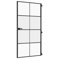 vidaXL Porte intérieure mince noir verre trempé aluminium