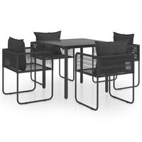 vidaXL 5 pcs conjunto de jantar para jardim vime de PVC preto