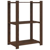 vidaXL 3 szintes barna tömör fenyőfa tárolóállvány 60 x 38 x 90 cm