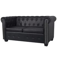 vidaXL Chesterfield 2místná sedačka umělá kůže černá