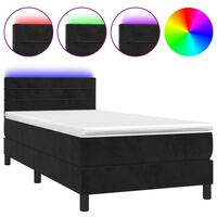 vidaXL Box spring postel s matrací a LED černá 80 x 200 cm samet