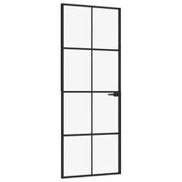 vidaXL Interiérové dveře černé 76x201,5 cm tvrzené sklo a hliník úzké