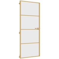 vidaXL Porte intérieure mince doré 83x201,5 cm verre trempé aluminium