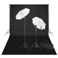 vidaXL Rinkinys fotostudijai, juodas fonas 600x300cm ir šviestuvai