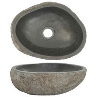 vidaXL Lavandino in Pietra di Fiume Ovale (29-38)x(24-31) cm
