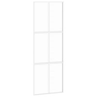 vidaXL Плъзгаща се врата, бяла, 76x205 см, закалено стъкло и алуминий