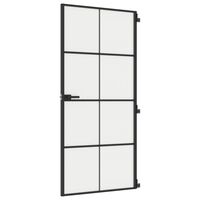 vidaXL Drzwi wewnętrzne, czarne, 93x201,5 cm, szkło i aluminium