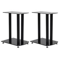 vidaXL Supports de haut-parleur Aluminium 2 pcs Verre de sécurité Noir