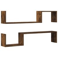 vidaXL Vägghyllor 2 st rökfärgad ek 100x15x20 cm konstruerat trä