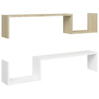 vidaXL Wandschappen 2st 100x15x20cm bewerkt hout wit sonoma eikenkleur