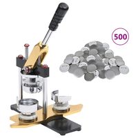 vidaXL Badge Maker with 500 pcs Pinback Button Parts 37mm Rotate Punch
