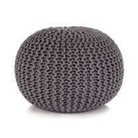 vidaXL Pouf Lavorato a Maglia in Cotone 50x35 cm Grigio
