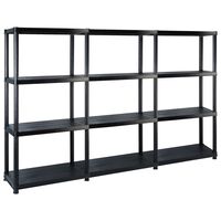 vidaXL Unidade com 4 prateleiras 183x30,5x130 cm plástico preto