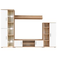 vidaXL Parete Attrezzata Porta TV con Luci LED Rovere Sonoma e Bianco