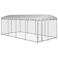 vidaXL Outdoor Dog Kennel with Roof 7.6x3.8x2.3 m
