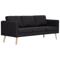 vidaXL Canapea cu 3 locuri, negru, material textil