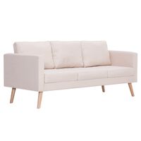 vidaXL Canapea cu 3 locuri, crem, material textil