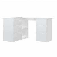 vidaXL Кутовий письмовий стіл Глянцевий білий 145x100x76 см ДСП