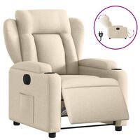 vidaXL Poltrona reclinável elétrica tecido cor creme