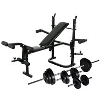 vidaXL súlyzópad állvánnyal/egykezes és kétkezes súlyzószettel 30,5 kg