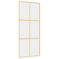 vidaXL Drzwi przesuwne, złote, 90x205 cm, przezroczyste szkło ESG