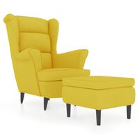 vidaXL Фотьойл Wingback с табуретка, Горчица жълто, кадифе
