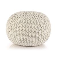 vidaXL Pouf Lavorato a Maglia in Cotone 50x35 cm Bianco