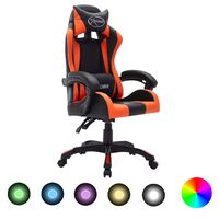 vidaXL Herní židle s RGB LED podsvícením oranžovočerná umělá kůže