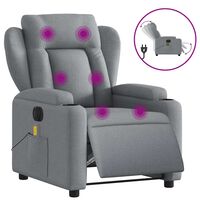 vidaXL Poltrona de massagens reclinável elétrica tecido cinzento-claro