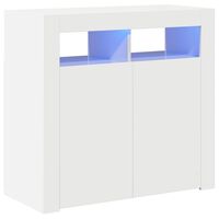 vidaXL Sideboard mit LED-Leuchten Hochglanz-Weiß 80x35x75 cm