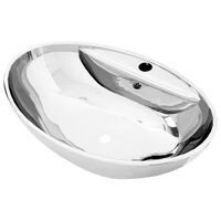 vidaXL Lavandino con Troppopieno 58,5x39x21 cm in Ceramica Argento