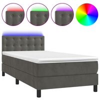 vidaXL Box Spring Bed with Mattress&LED Black 120x190 cm Velvet