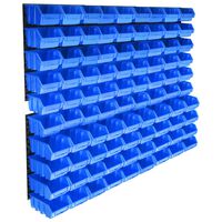 vidaXL 96-delige Opslagbakkenset met wandpanelen blauw
