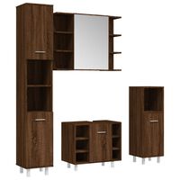 vidaXL 4-tlg. Badmöbel-Set Braun Eichen-Optik Holzwerkstoff