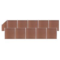 vidaXL Комплект WPC ограда 10 квадратни + 1 скосена 1830x186 см кафява