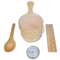 vidaXL Dodatki za savno: vedro, žlica, peščena ura, termo-higrometer