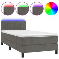 vidaXL Box Spring Bed with Mattress&LED Black 120x190 cm Velvet