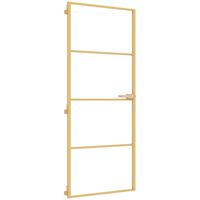 vidaXL Sobna vrata tanka zlatna 83x201,5 cm kaljeno staklo i aluminij
