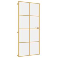 vidaXL Porte intérieure mince doré 93x201,5 cm verre trempé aluminium