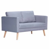vidaXL Canapea cu 2 locuri, material textil, gri deschis