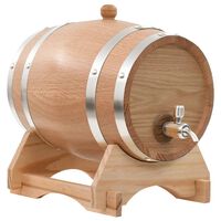 vidaXL vīna muca ar krānu, ozola masīvkoks, 6 L