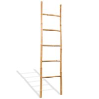 vidaXL Стълба за кърпи, 5 бамбукови стъпала, 150 cм